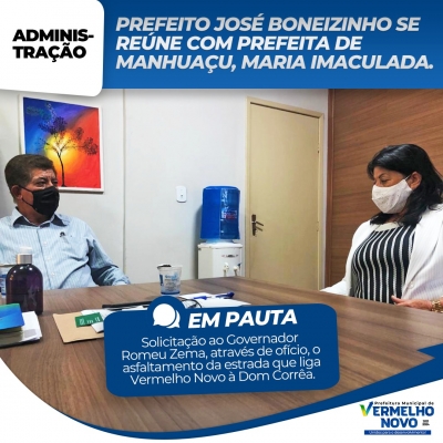 Zé Boneizinho e Maria Imaculada buscam recursos para asfaltamento da estrada Vermelho Novo-Manhuaçu.