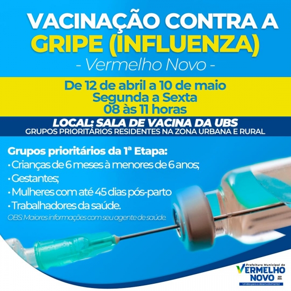 Vacinação contra a Gripe. Atenção para o grupo prioritário.